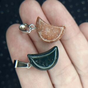 2 Moon Indian Agate Pendants #5